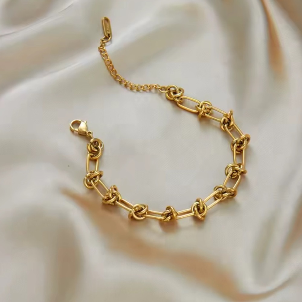 18k gold color adjustable classic Sugar Gold Knot Chain Bracelet